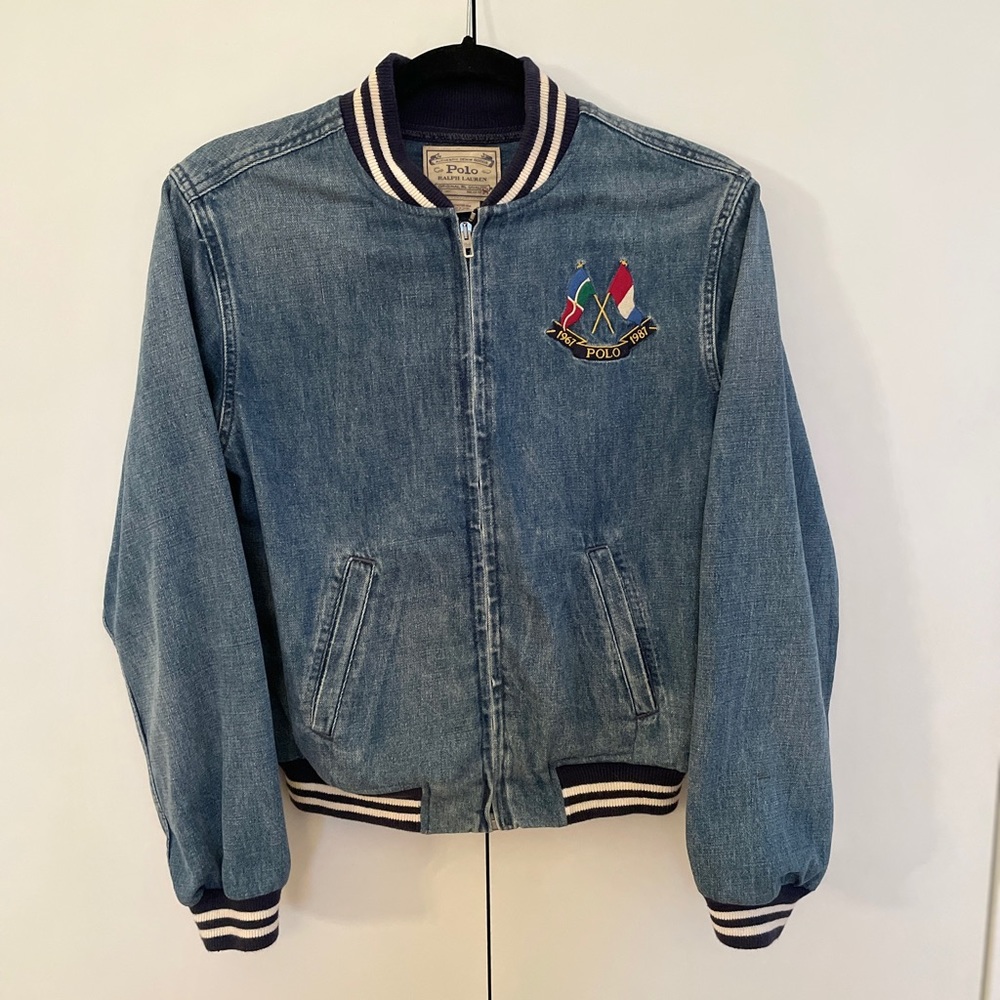 Vintage Polo Ralph Lauren 1987 Denim Bomber Jacket. Excellent condition.